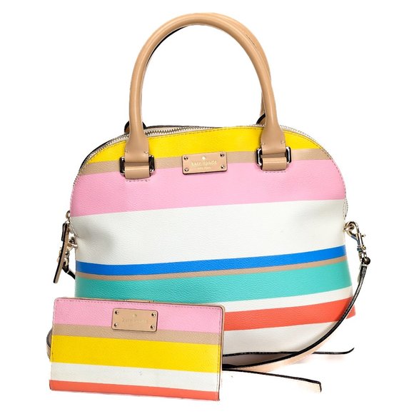 kate spade Handbags - KATE SPADE Striped Tote Shoulder Bag with Matching Wallet